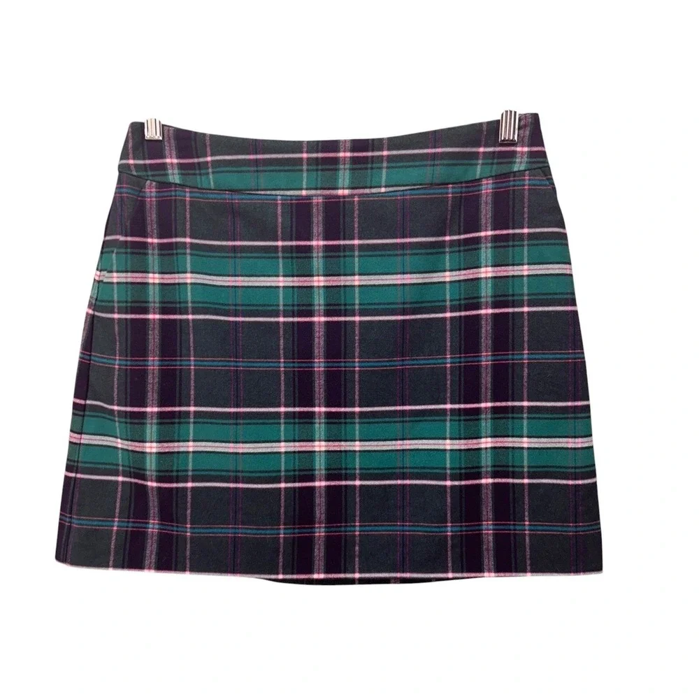 Crown Any Ivy‎ Wool Plaid Mini Skirt Green 8